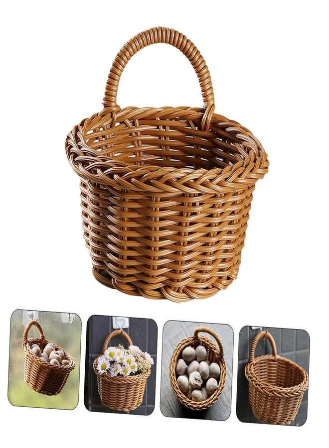 Yardenfun Imitation Rattan Wall Hanging Basket Lightweight Wall-Mounted Storage Organizer for Kitchen Balcony Home Decor 5.5X4.7X4.7 Inch - Image 3